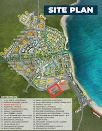 a map showing the location of a beach resort