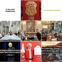 a collage of pictures of people sitting around a table
