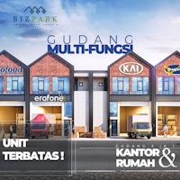 the advertisement for a multi-storey building with the words biz park multi fungs