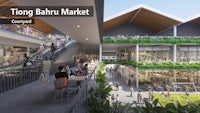 an artist's rendering of a shopping mall with the words tong bahru market