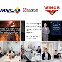 a collage of pictures of people in business