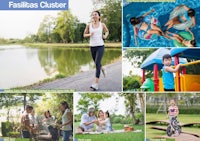 a collage of pictures of children playing in a park