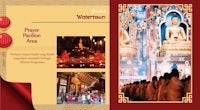 a booklet with pictures of buddhist temples and a buddhist statue