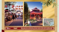 a picture of a chinese pagoda with lanterns