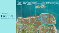 a map showing the location of various facilities for a beach free life